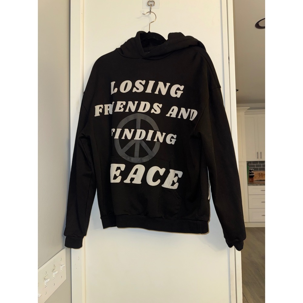 Drake merch Losing Friends Finding Peace Graphic Hoodie Black Streetwear m